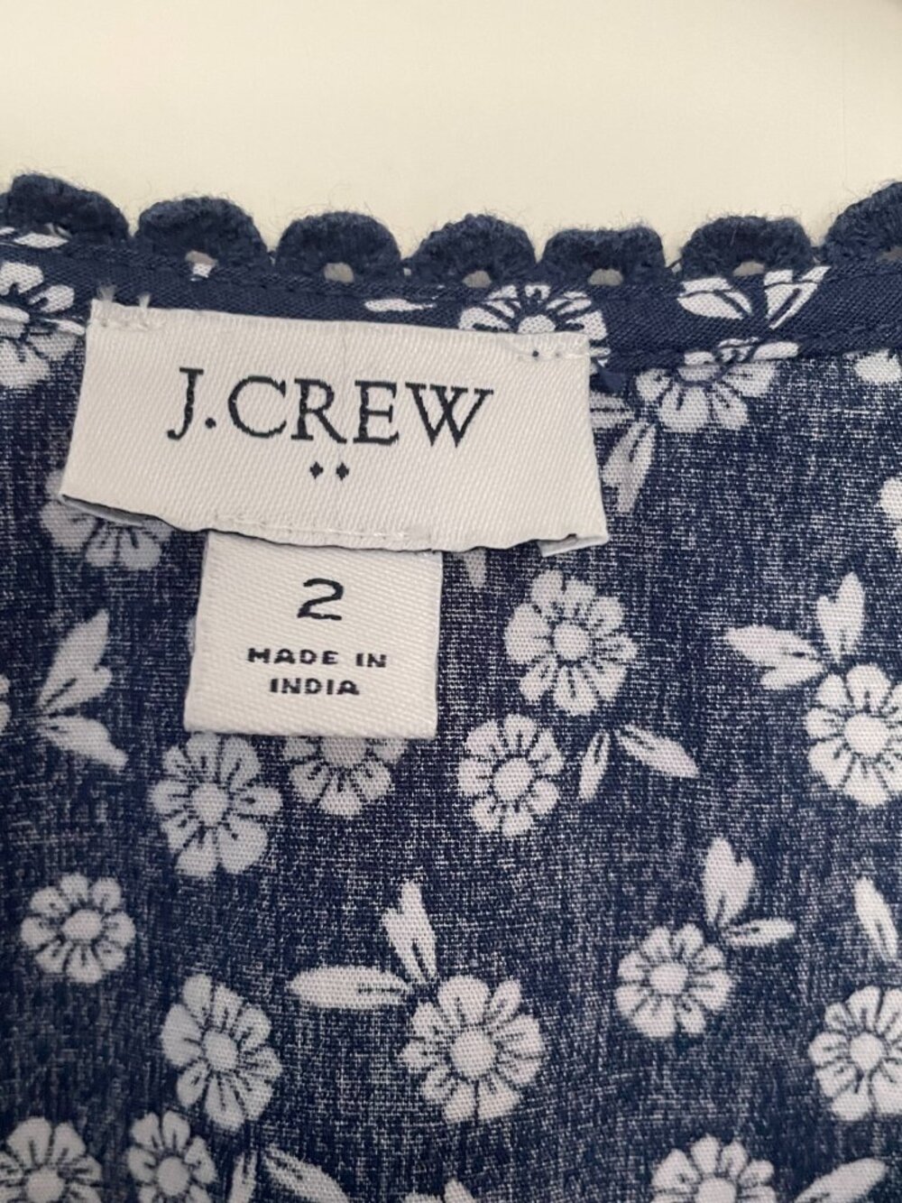 J Crew Lace Detail Midi Dress Size 2 Navy and White - Picture 5 of 8